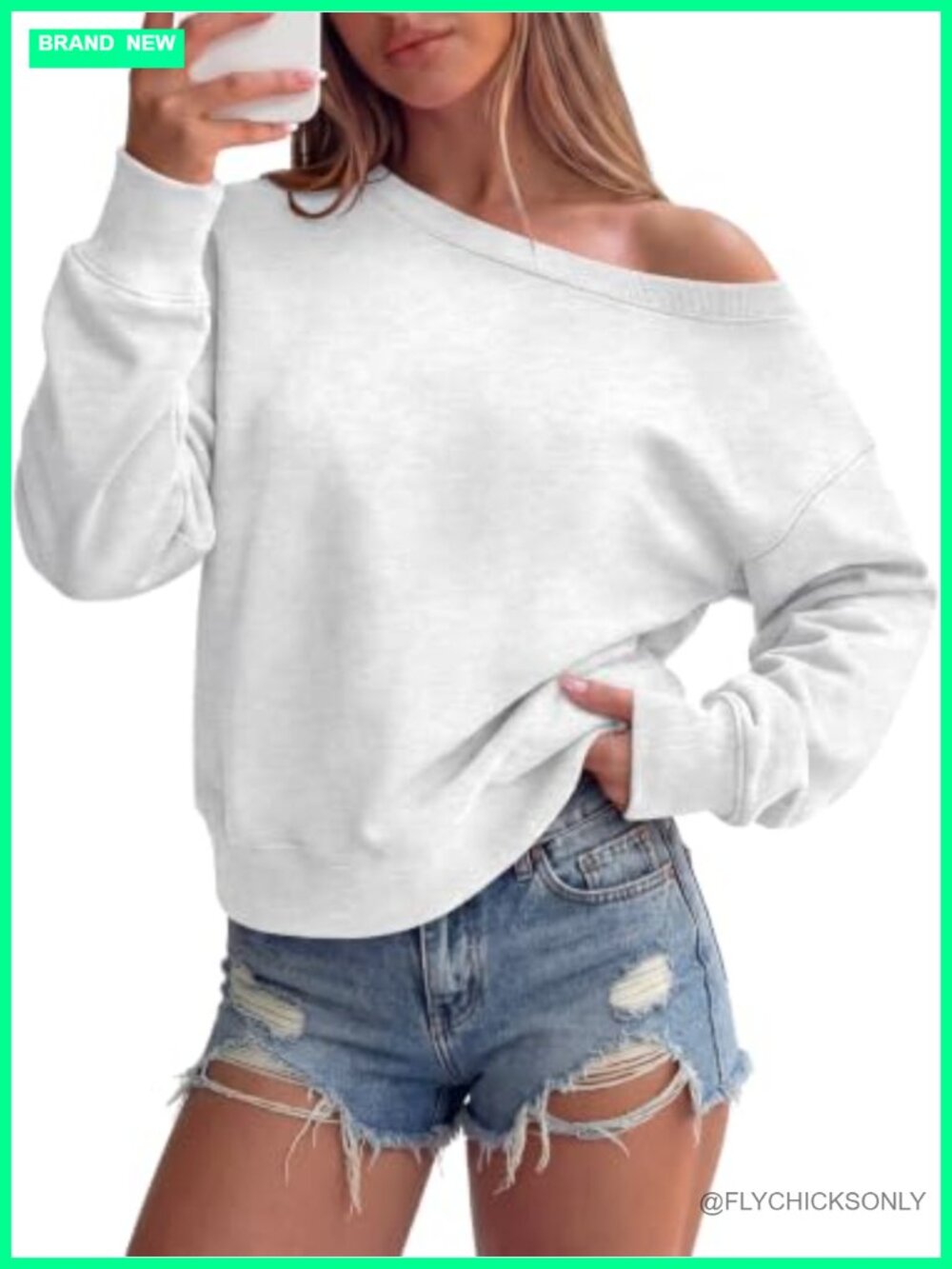 ANRABESS Womens Off Shoulder Sweatshirt Loose Crop Top Asymmetric Pullover